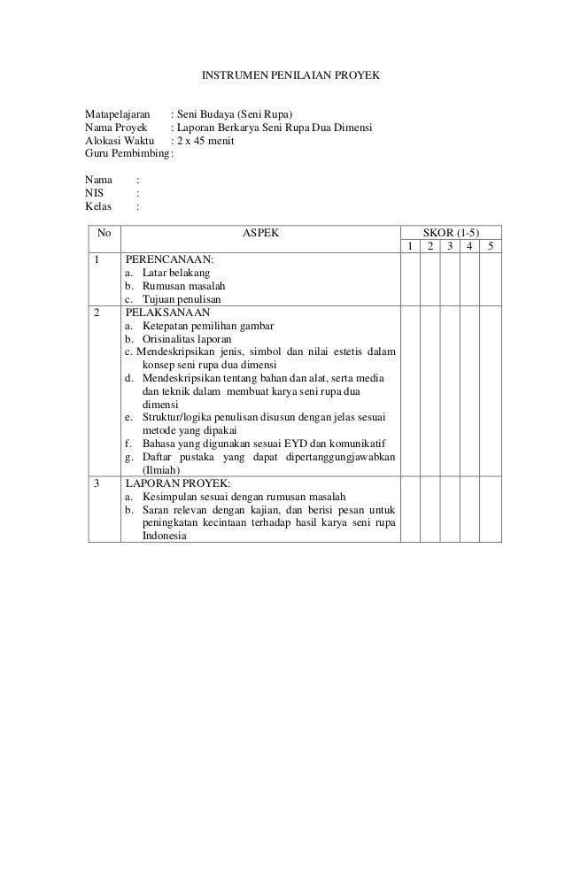Rpp Seni Budaya Kurikulum 2013 Penilaian seni rupa http