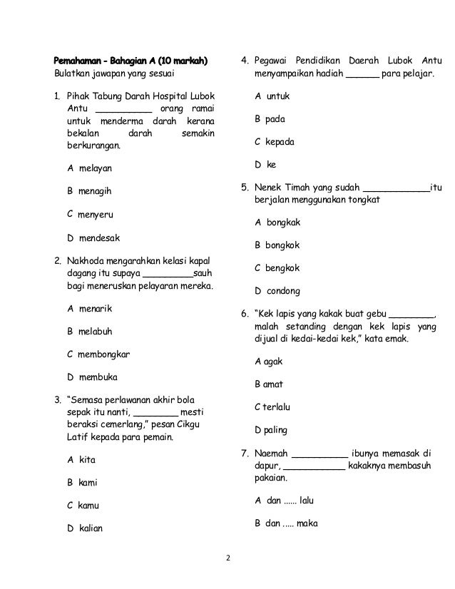 Penilaian Sumatif Bahasa Melayu Tahun 6