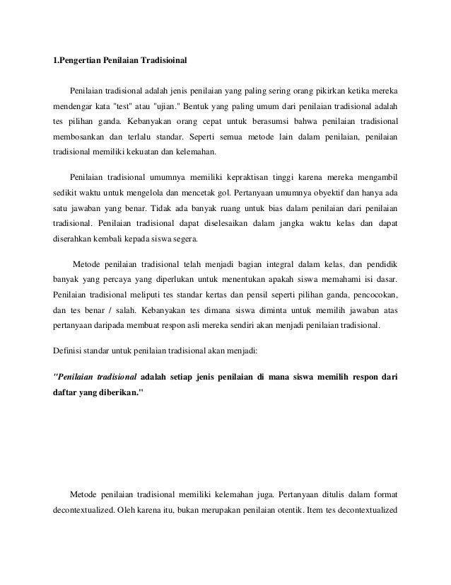 Penilaian Tradisional