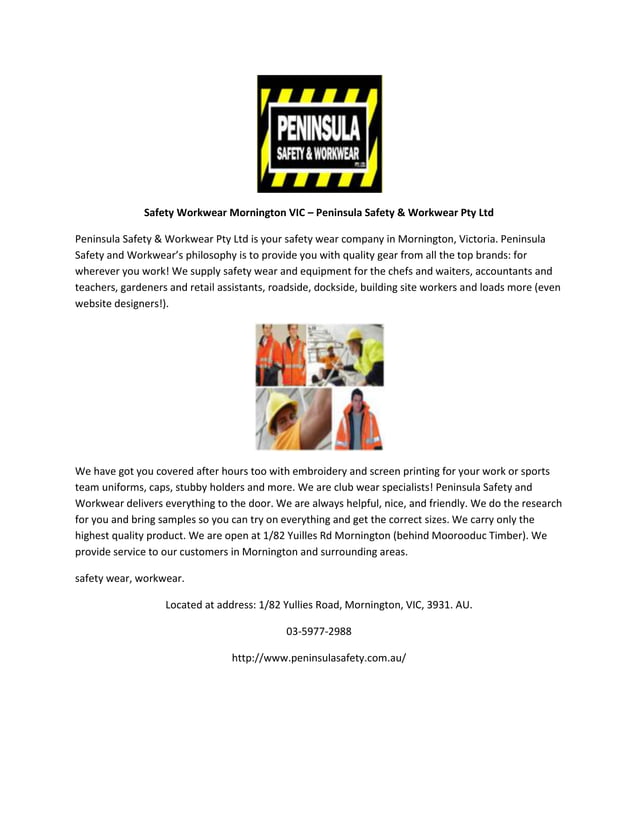 Peninsula safety & workwear pty ltd PDF