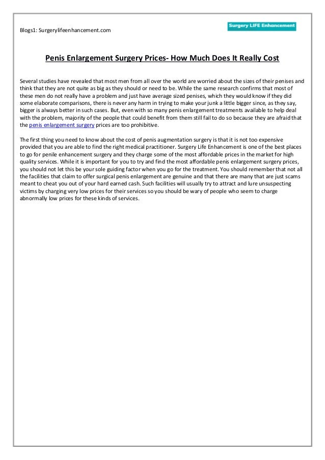 Penis Enlargement Surgery Prices How Much Does It Really Cost?