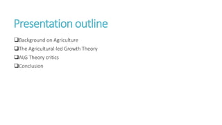 The role of Agriculture in Economic Development | PPTX