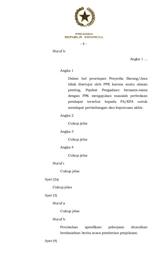 Penjelasan perpres 4 2015