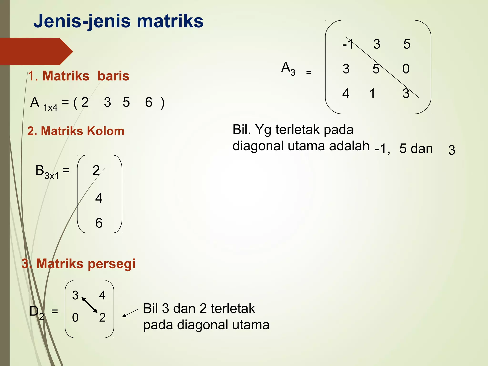 Penjumlahan dan pengurangan matriks | PPT