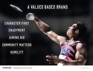 building high performance brands
CHARACTER FIRST
AIMING BIG
COMMUNITY MATTERS
HUMILITY
ENJOYMENT
A VALUES BASED BRAND
© 2017 All Rights Reserved
 