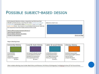 POSSIBLE SUBJECT-BASED DESIGN
 
