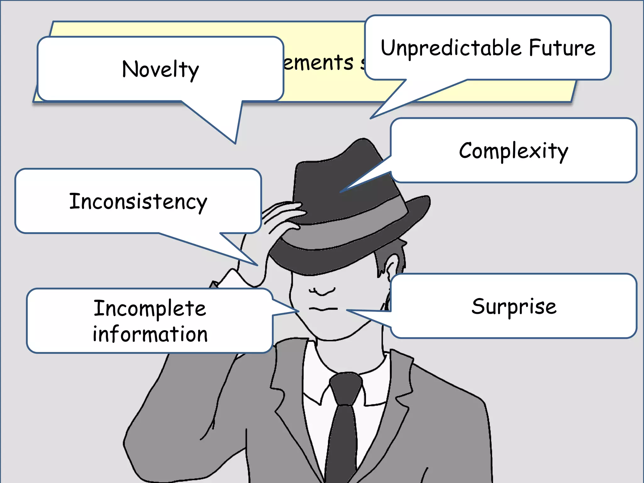 You can also add elements such as …Novelty
Inconsistency
Complexity
SurpriseIncomplete
information
Unpredictable Future
 