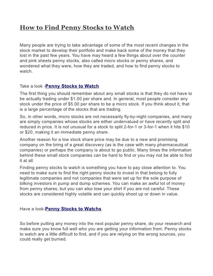 how to find new penny stocks