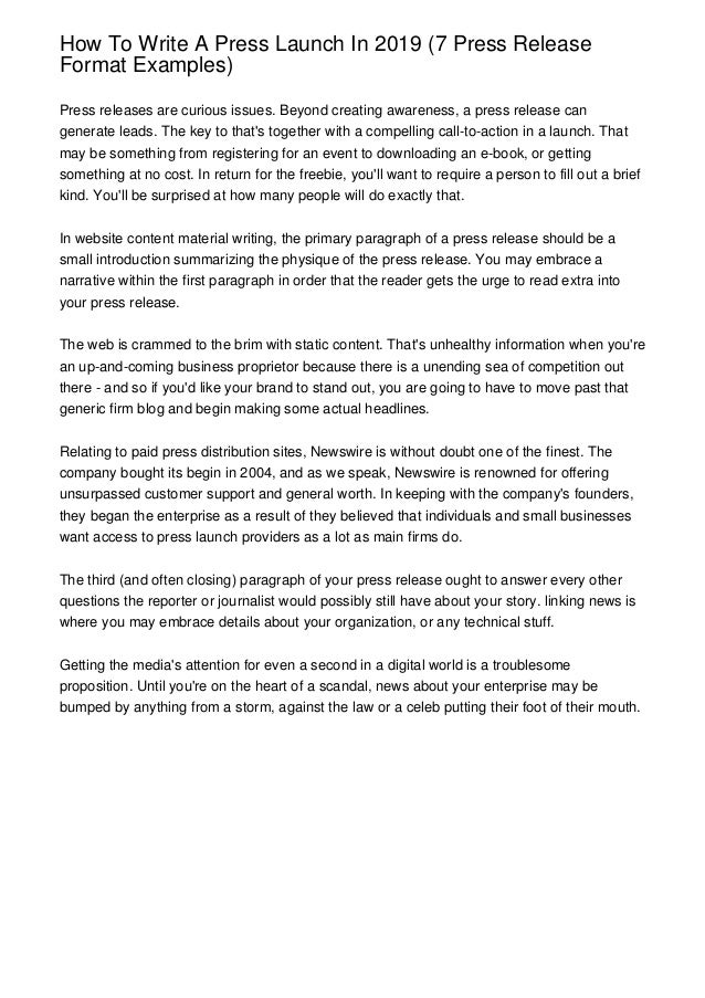 how to write a press launch in 2019 7 press release format format press release