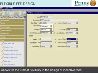 FLEXIBLE FEE DESIGN Allows for the utmost flexibility in the design of incentive fees. 