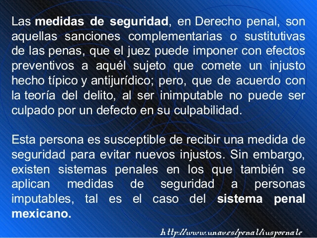 Medidas de seguridad para las penas Medidas de seguridad para las penas