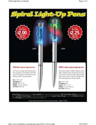 LED Light Pens on Parade                                    Page 1 of 1




http://www.sendoffers.com/ads/innovation/2011-10-10-e.php   10/12/2011
 