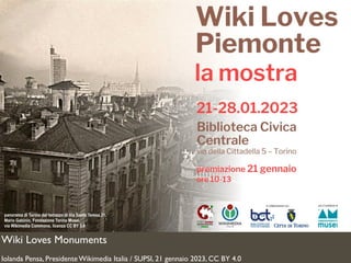 Wiki Loves Monuments
Iolanda Pensa, Presidente Wikimedia Italia / SUPSI, 21 gennaio 2023, CC BY 4.0
 