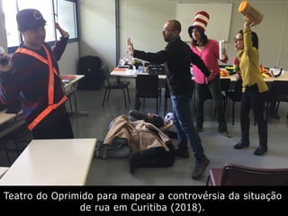 Teatro do Oprimido para mapear a controvérsia da situação
de rua em Curitiba (2018).
 