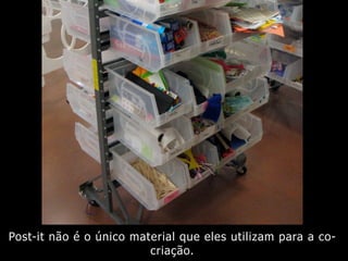 Post-it não é o único material que eles utilizam para a co-
criação.
 