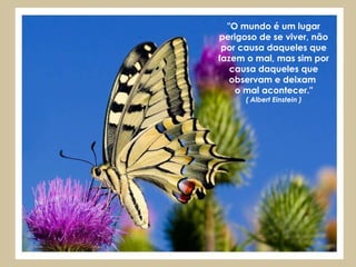 "O mundo é um lugar perigoso de se viver, não por causa daqueles que fazem o mal, mas sim por causa daqueles que observam e deixam  o mal acontecer." ( Albert Einstein ) 
