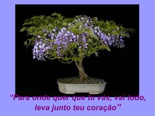 “ Para onde quer que tu vás, vai todo, leva junto teu coração ” 