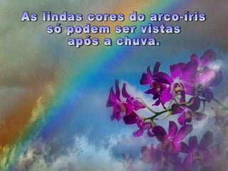 As lindas cores do arco-íris só podem ser vistas  após a chuva. 