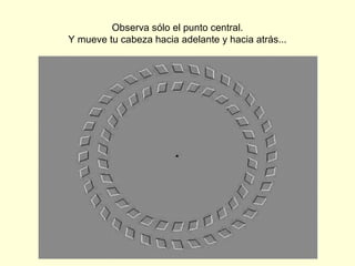 Observa sólo el punto central.
Y mueve tu cabeza hacia adelante y hacia atrás...
 