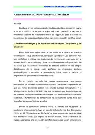 Pensamiento Cientifico Contemporaneo