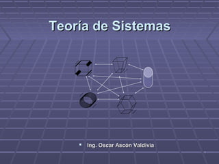 11
Teoría de SistemasTeoría de Sistemas
 Ing. Oscar Ascón ValdiviaIng. Oscar Ascón Valdivia
 