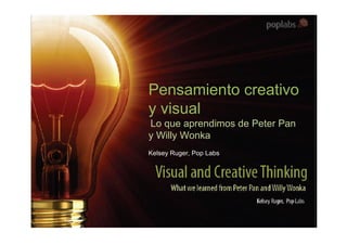 Pensamiento creativo
y visual
Lo que aprendimos de Peter Pan
y Willy Wonka
Kelsey Ruger, Pop Labs
 