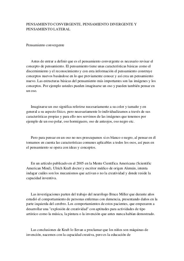 Pensamiento Convergente Divergente Y Lateral