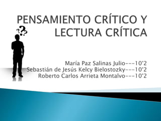 María Paz Salinas Julio---10°2
Sebastián de Jesús Kelcy Bielostozky---10°2
Roberto Carlos Arrieta Montalvo---10°2
 