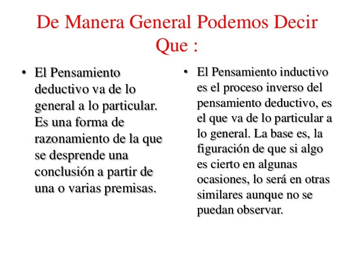 Pensamiento inductivo y deductivo