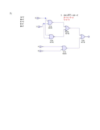 A=V
D=F
C=V
E=F
B=F
5. (DC+𝐷𝐶)̅̅̅̅̅ +AB =Z
(F+V) +F=Z
V+F=V
 