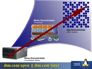 Baixa Granularidade Consolidação, Blades Media Granularidade Virtualização Alta Granularidade GRID, Clusters 