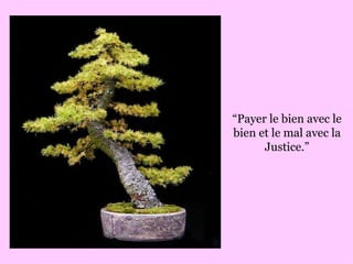“ Payer le bien avec le bien et le mal avec la Justice.” 