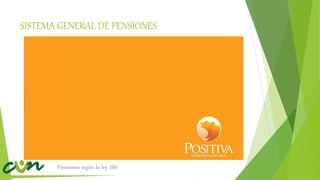 SISTEMA GENERAL DE PENSIONES
Pensiones según la ley 100
 