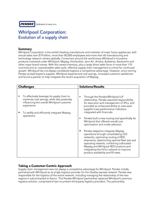 Penske & Whirlpool Case Study | PDF
