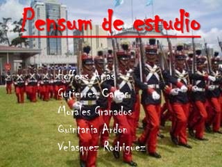 Pensum de estudio
   Hoffens Arias
   Gutierrez Carias
   Morales Granados
   Quintania Ardon
   Velasquez Rodriguez
 