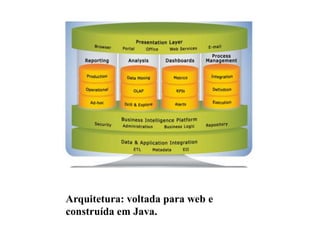 Arquitetura: voltada para web e construída em Java.