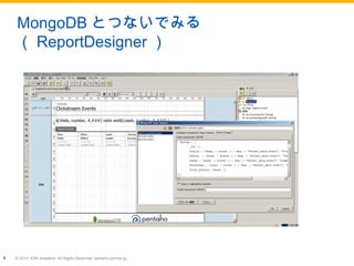© 2013, KSK Analytics. All Rights Reserved. pentaho-partner.jp6
MongoDB とつないでみる
（ ReportDesigner ）
 