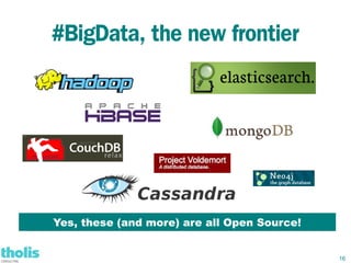 #BigData, the new frontier




Yes, these (and more) are all Open Source!


                                             16
 