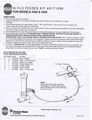 Pentair #320 chlorinator manual | PDF