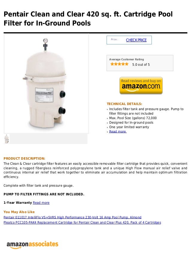 Pentair clean and clear 420 sq. ft. cartridge pool filter for in ground