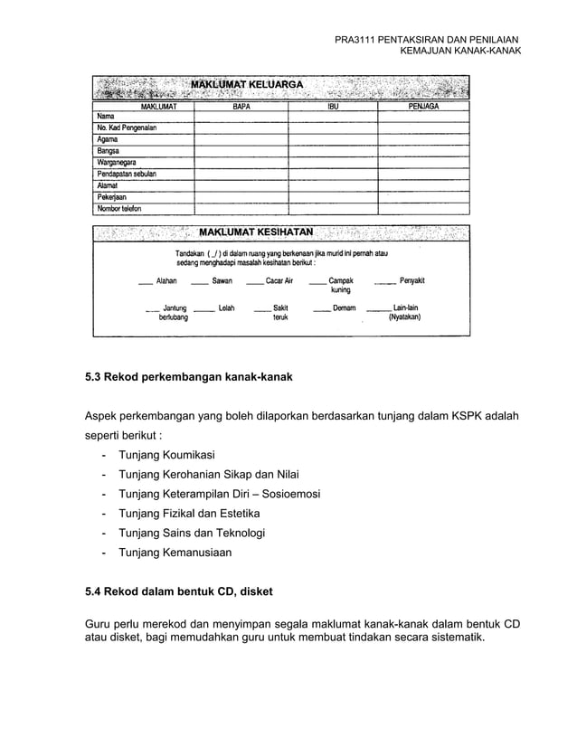 Pentaksiran Prasekolah Doc