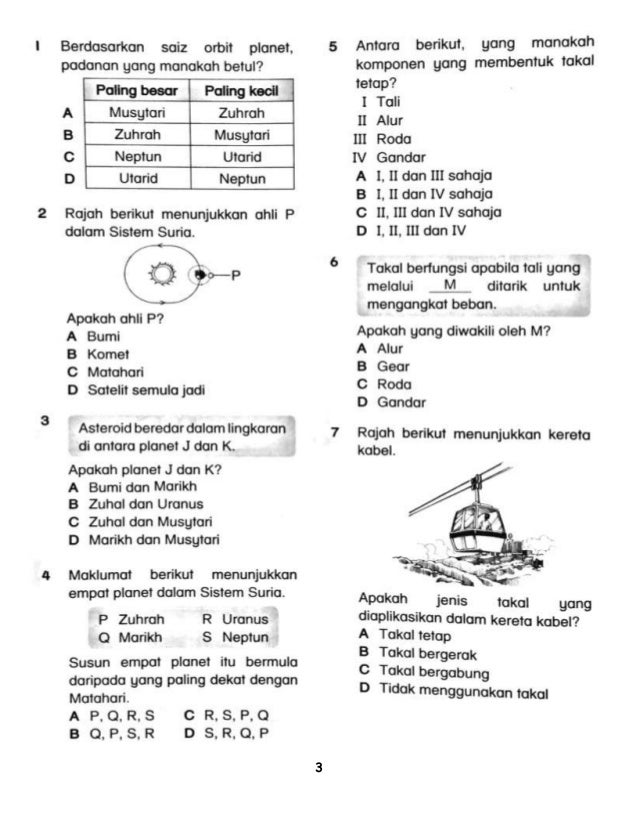 Takal sains tahun 3