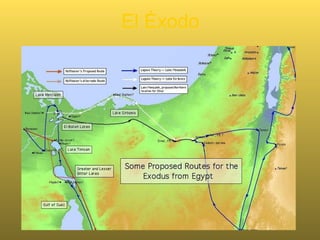 Celebración de la pascua Exodo 12:1-36
• Cada familia hebrea tomará
una oveja o cabrito, lo matarán
y colocarán la sangre en los
dos postes y en el travesaño
de la puerta. Luego deberán
cocinar y comer el animal, con
la ropa y el calzado puestos,
listos para dejar Egipto y
emprender un largo viaje. Dios
dijo: "en esta noche, pasaré
por la tierra de Egipto y daré
muerte a todos los
primogénitos de los hombres y
de los animales. Así ejecutaré
mi juicio sobre los dioses de
Egipto, porque Yo soy Dios'.
 