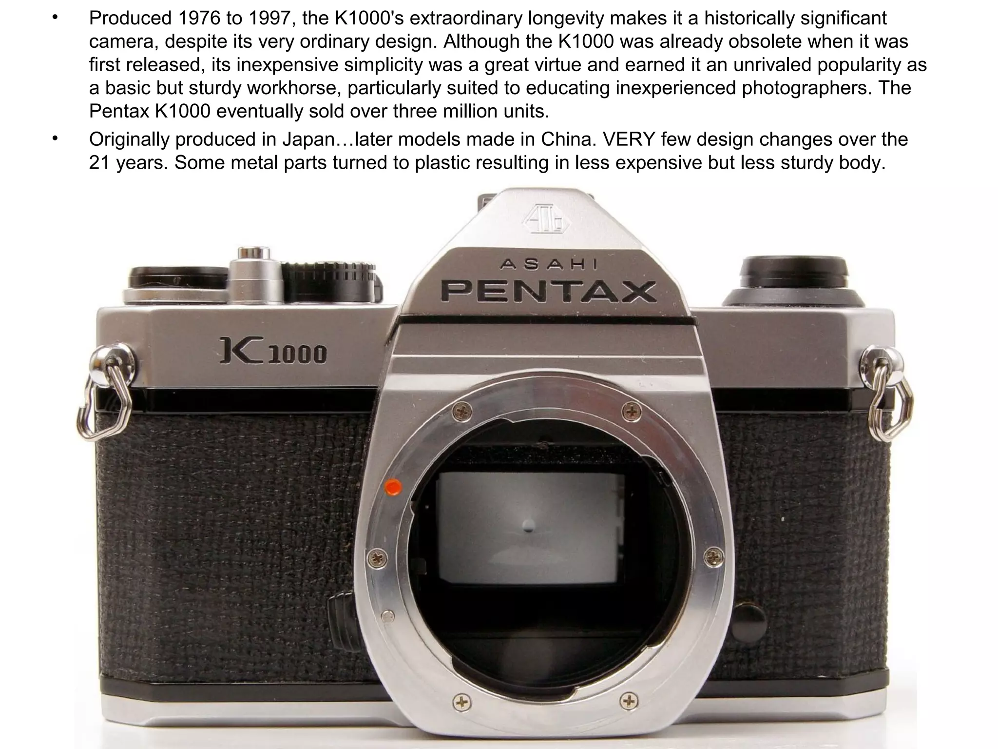 【動作確認済】 Pentax K1000 E1129-5e y Pentax K1000 35mm SLR | PPT