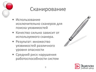 Классический тест на проникновениеИмитация действий реального злоумышленника – поиск первой уязвимости, позволяющей получить доступ к системе