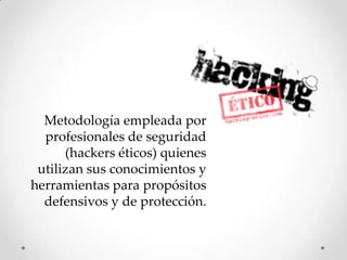 Anáilis de vulnerabilidadesAnálisis técnico de puntos débiles o vulnerabilidades de una infraestructura de informática y/o telecomunicaciones(suele realizarse de forma remota)Aplicable también a:Plantas de energía nuclear