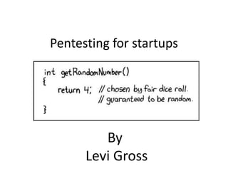 Pentestingfor startups By  Levi Gross 
