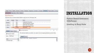 Python Based Extension:
GQLParser
Loading in Burp Suite
37
 