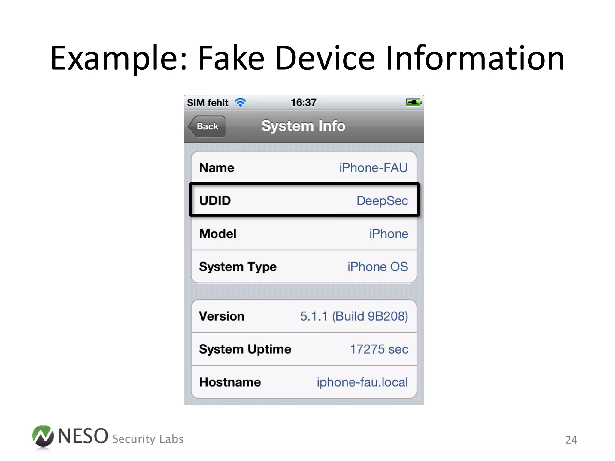 Example: Fake Device Information




                               24
 