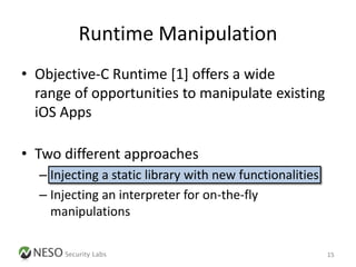 Pentesting iOS Apps - Runtime Analysis and Manipulation | PDF